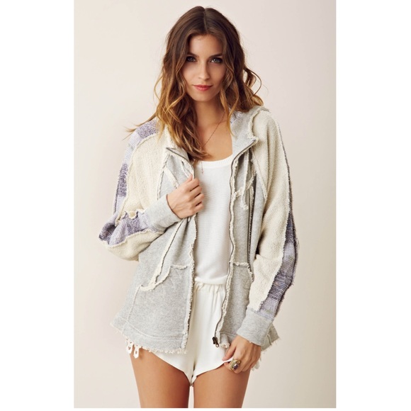 Free People Jackets & Blazers - Free People The Rainstorm Patchwork Hoodie Jacket